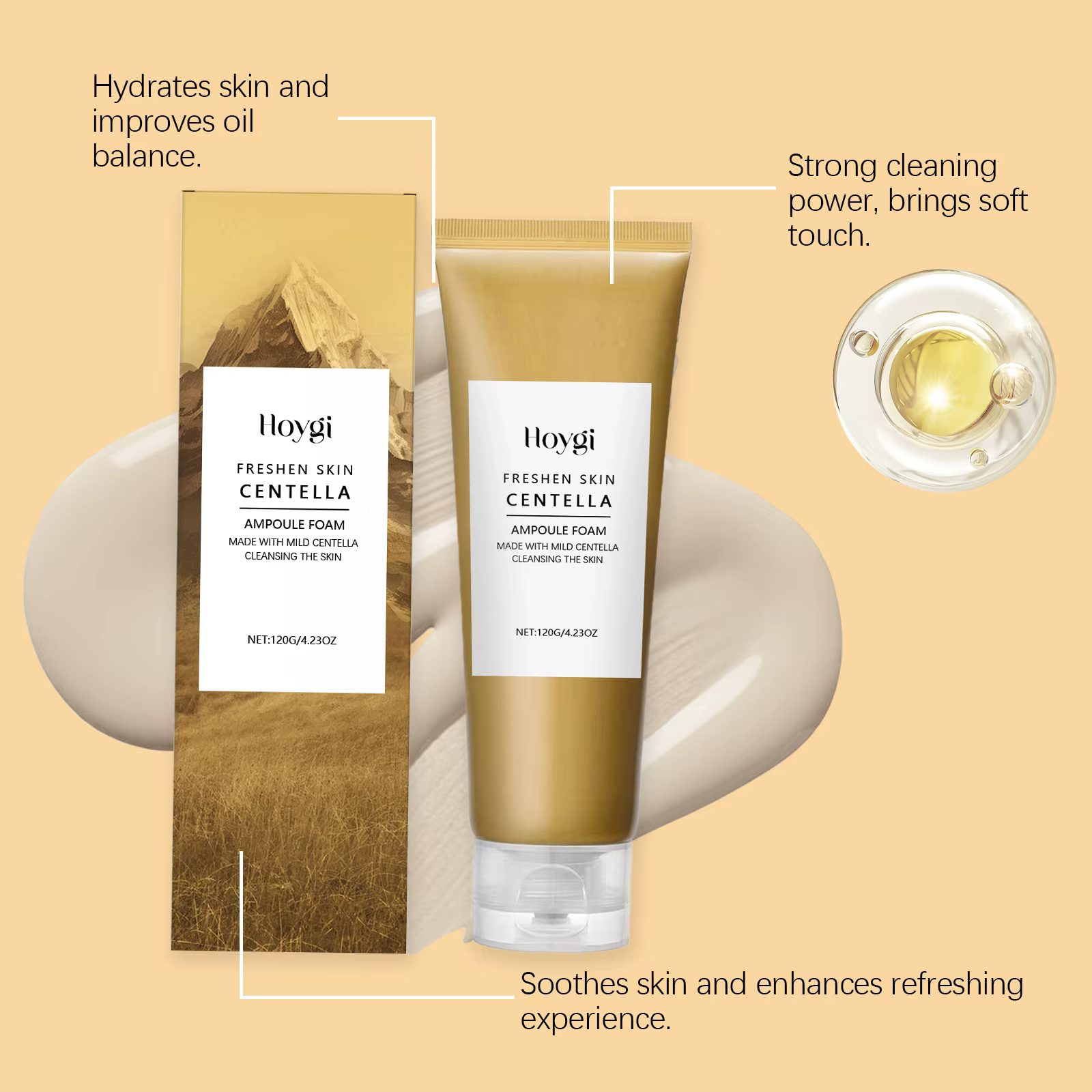 Centella mousse nettoyante en profondeur nettoyant pour le visage faible PH apaisant hydratant exfoliant dissolvant de