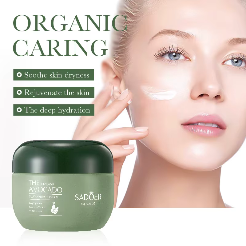 Crème hydratante pour le visage à l'avocat biologique SADOER - Hydratation intense