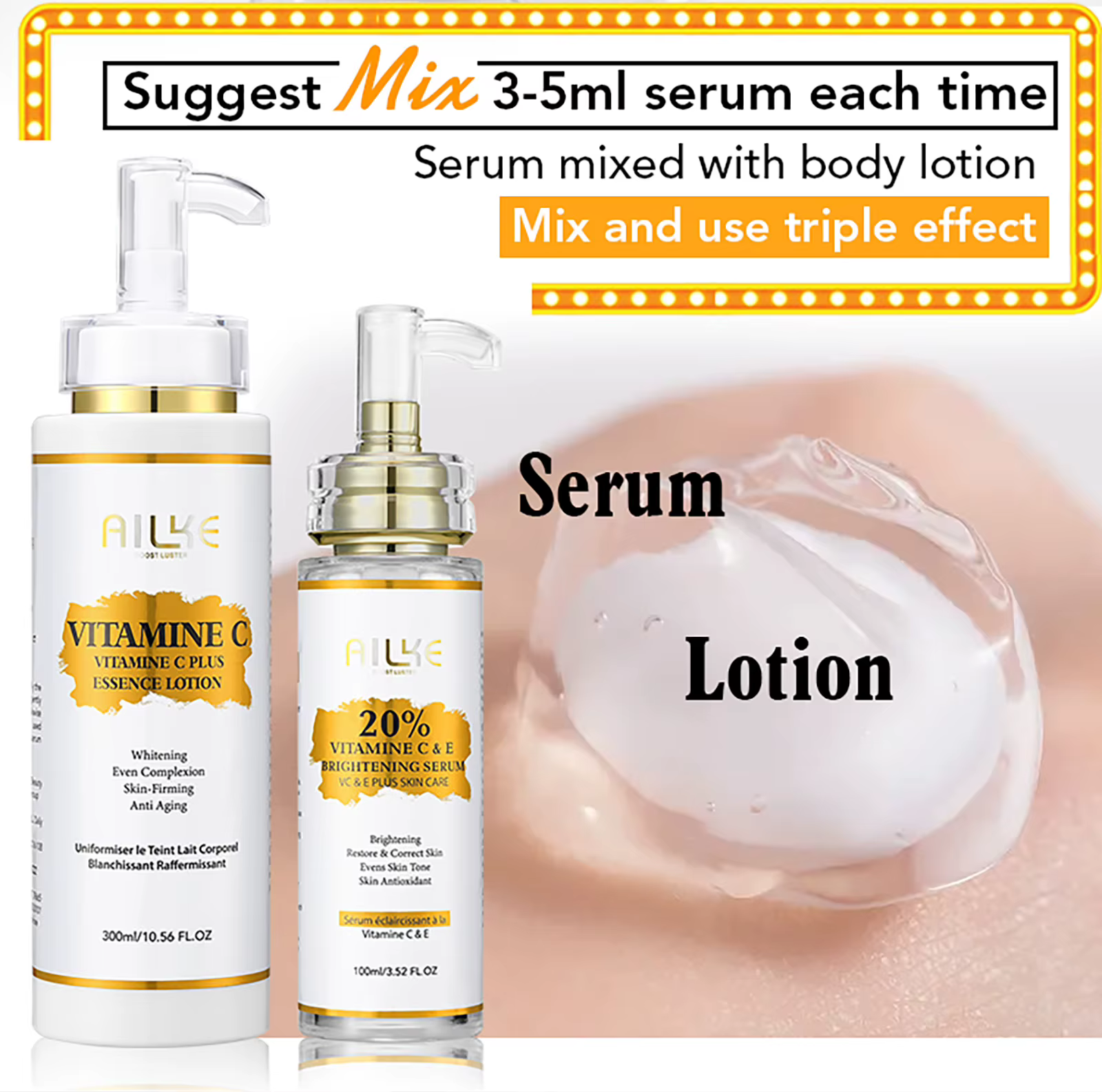 AILKE – Lotion éclaircissante pour le corps à la vitamine C