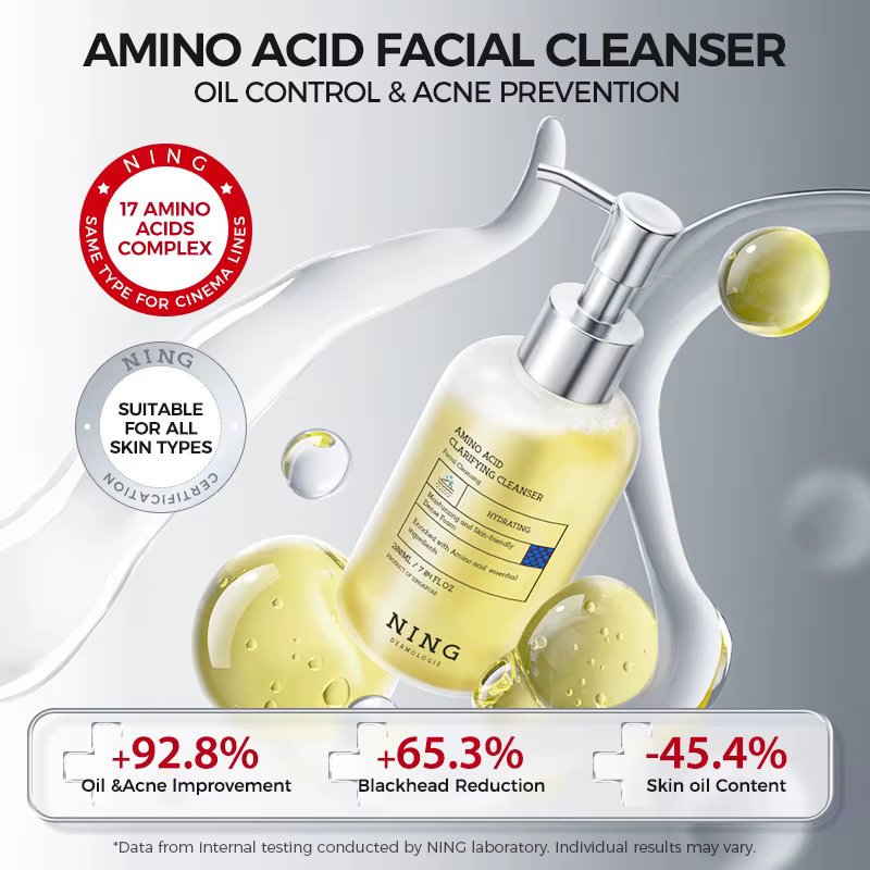 NING DERMOLOGIE Nettoyant pour le visage coréen aux acides aminés avec acide salicylique aide à resserrer les pores