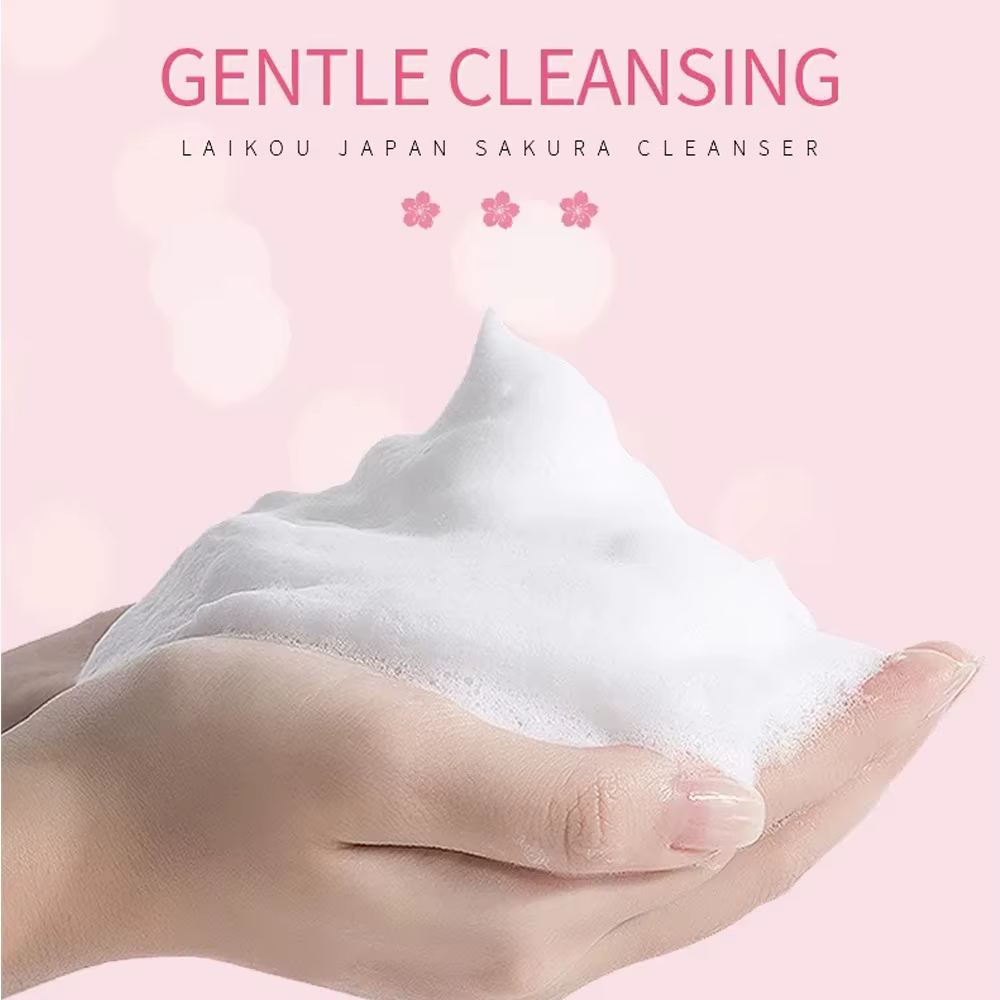 Sakura nettoyant mousse riche nettoyage en profondeur enlever la graisse améliorer la crème de lavage du visage grasse