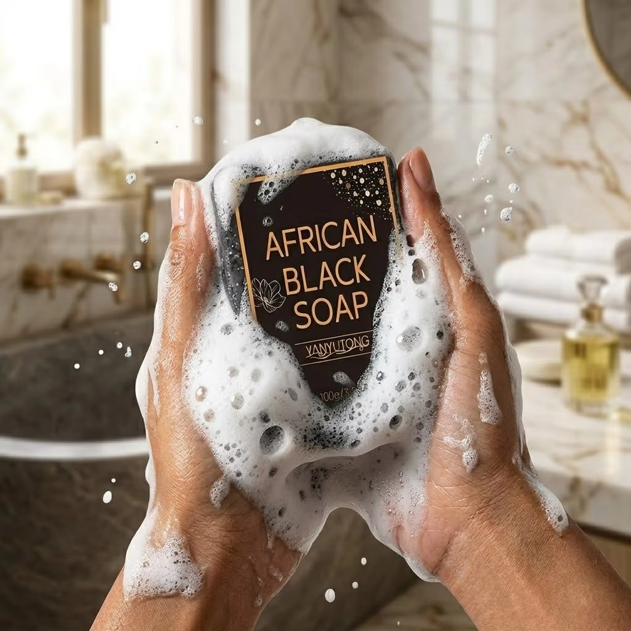 Savon noir africain, contient de l'huile de beurre de karité