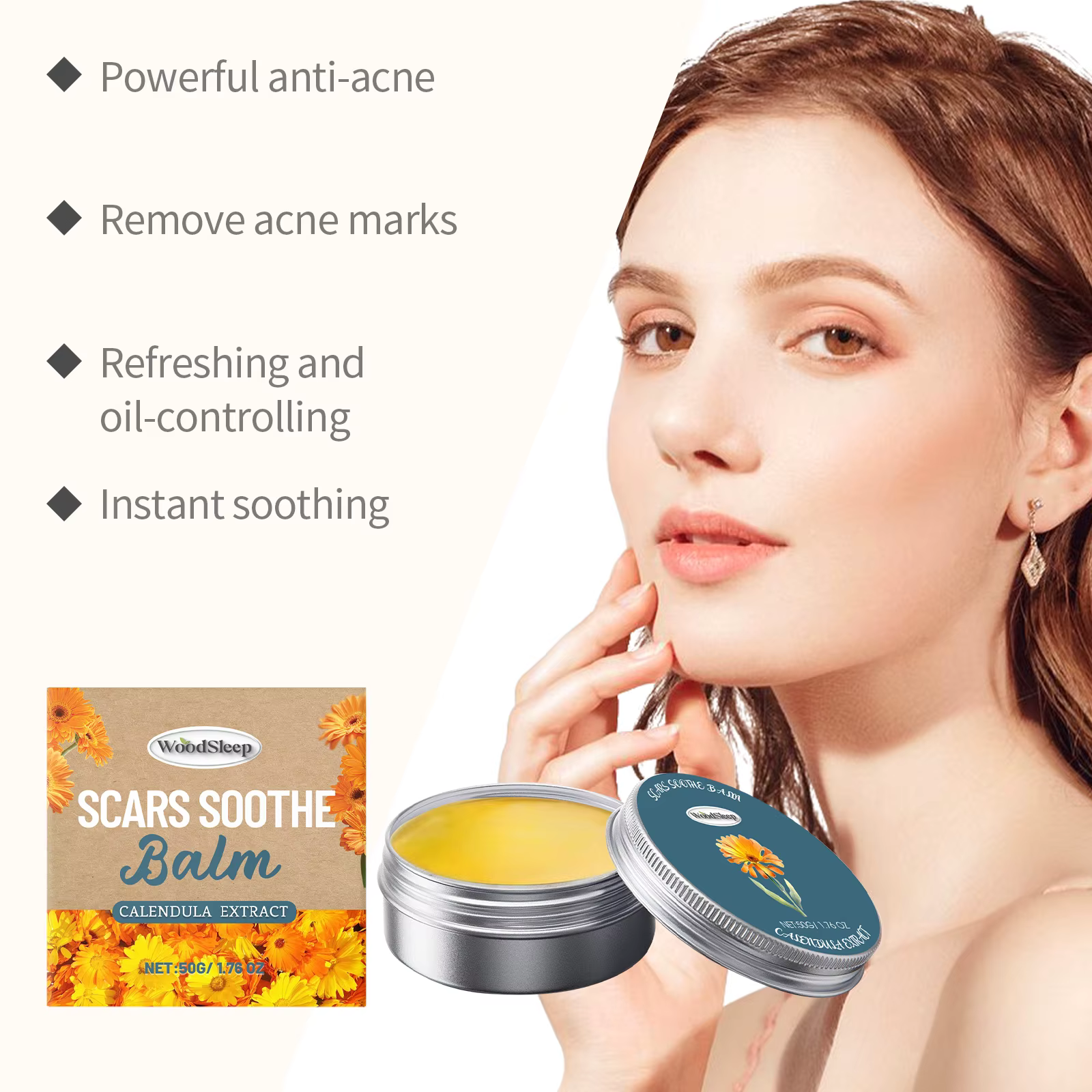 Calendula crème à l'acné Anti-acné et marques de décoloration contrôle du sébum rétrécissement des Pores