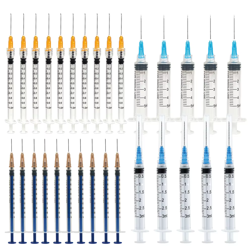 Seringues Luer Lock jetables, emballées individuellement, avec aiguille, pour injecteur d'animaux et d'animaux, 30 paquets, 1ml, 3ml, 5ml