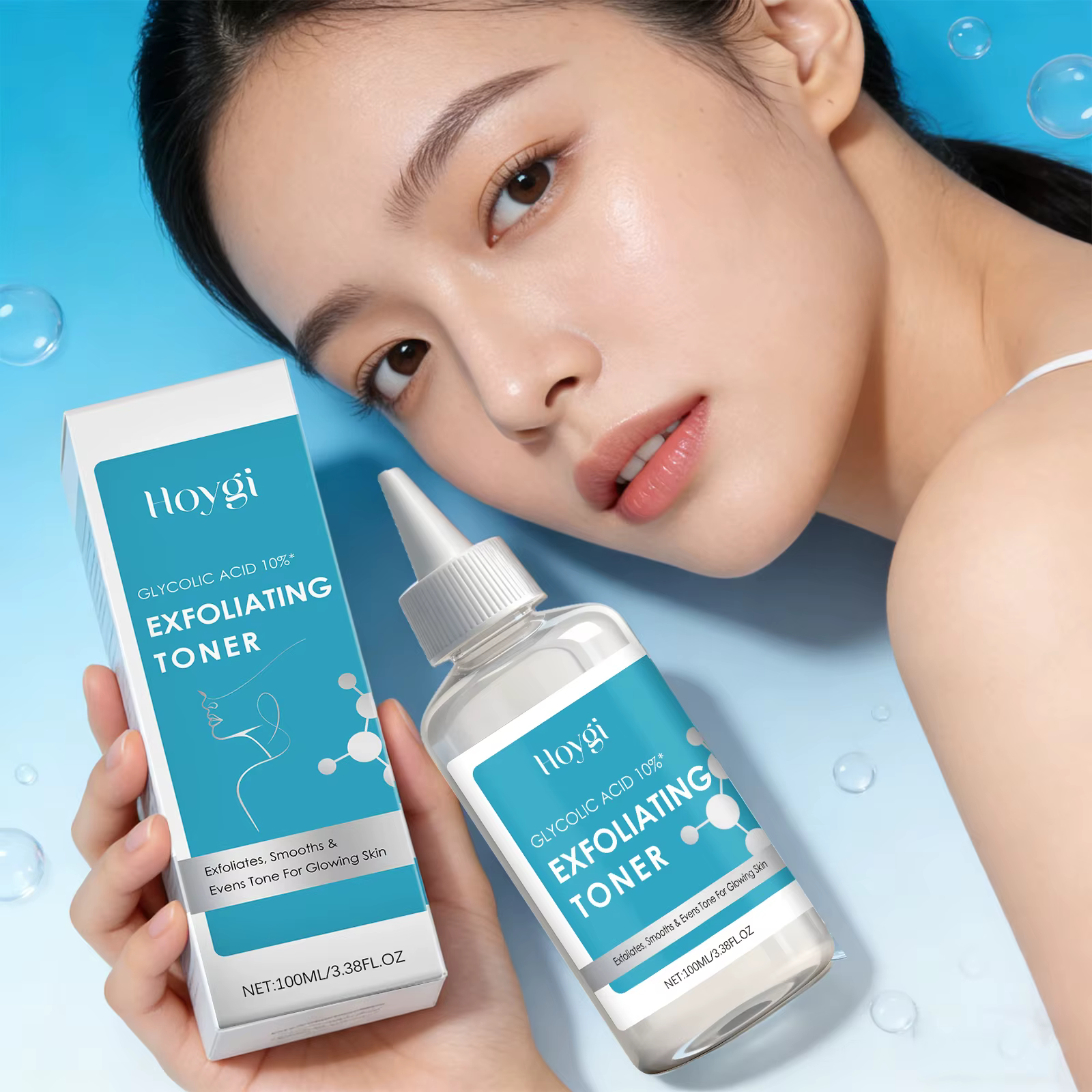 Tonique à l'acide glycolique 10% Clarifiant Élimination des peaux mortes Unification du teint Exfoliation Anti-acné Nourrissant Hydratant Sérum pour le visage