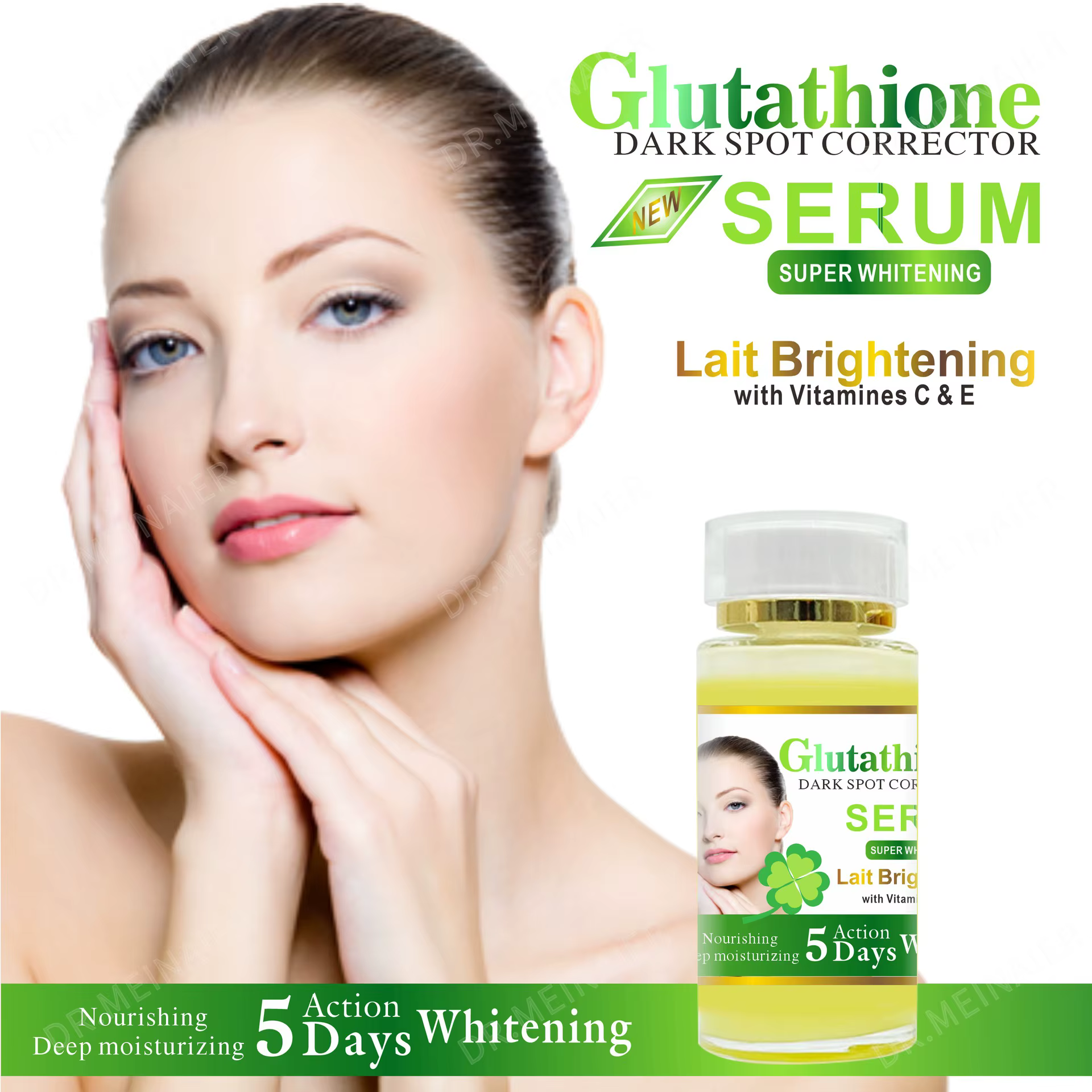 Sérum au glutathion 120 ml pour le visage et les yeux pour éclaircir la peau