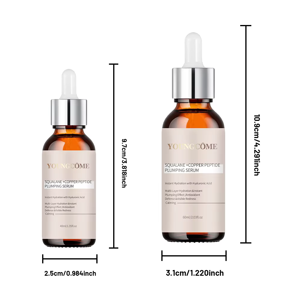Sérum repulpant au squalane et aux peptides de cuivre pour le visage - Hydratant raffermissant à l'acide hyaluronique