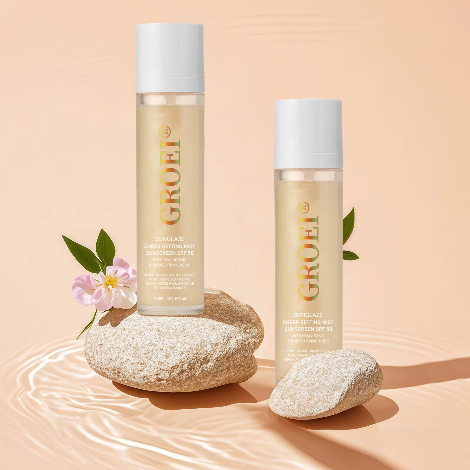 Spray fixateur de protection solaire SPF 50, 100ml, brume transparente, soins pour la peau du visage, léger et Non gras