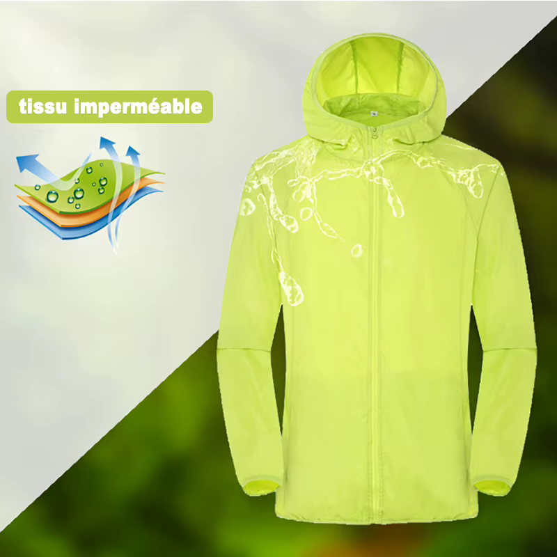LNGXO veste randonnée homme et femme,coupe vent imperméable à séchage rapide unisexe,Camping Pêche Escalade Running Voyage blousons résistante anti UV,manteau sport légère avec protection solaire avec