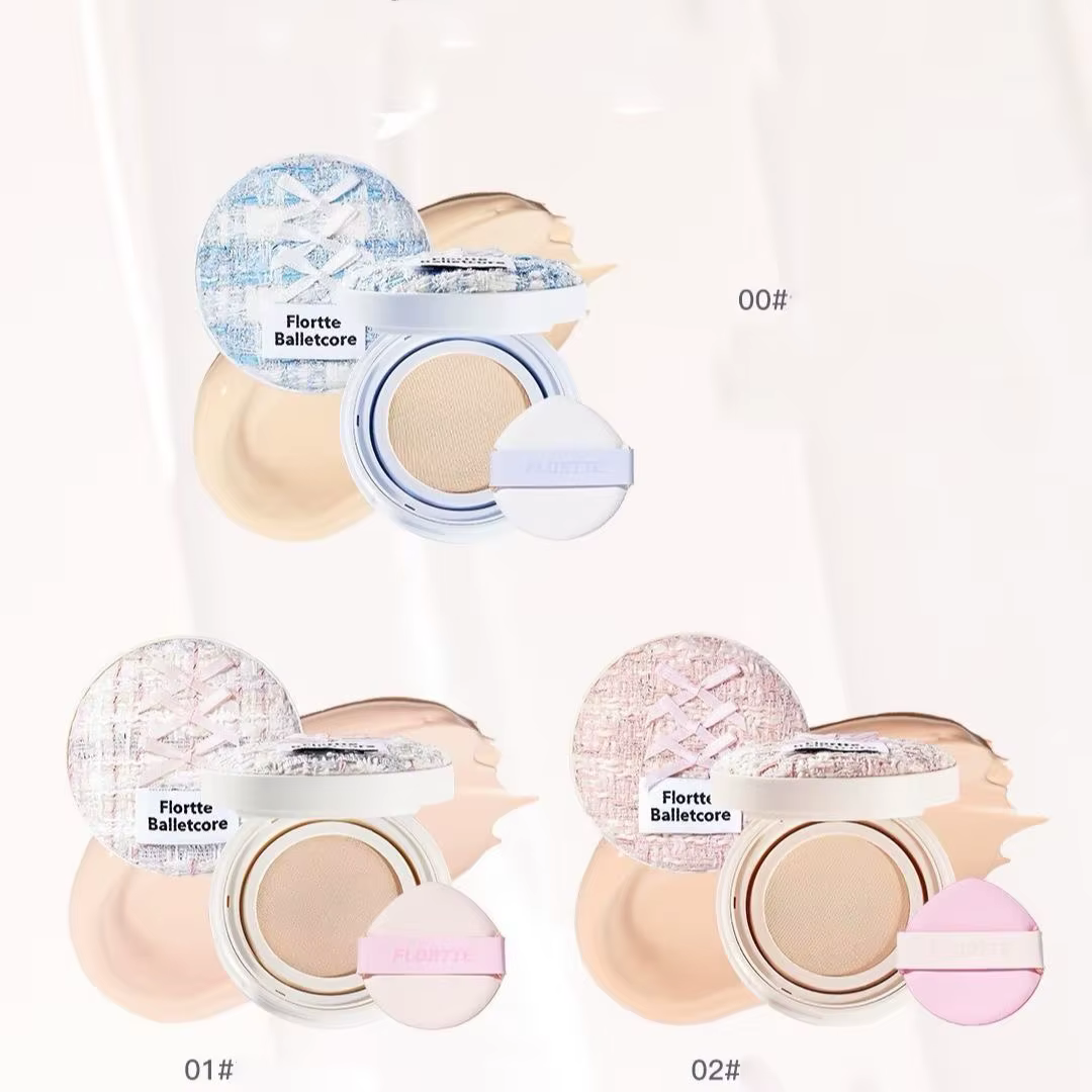 FLORTTE Base De Maquillage Ballet fond De teint liquide végétalien doux coussin d'air BB CC crème contrôle De l'huile