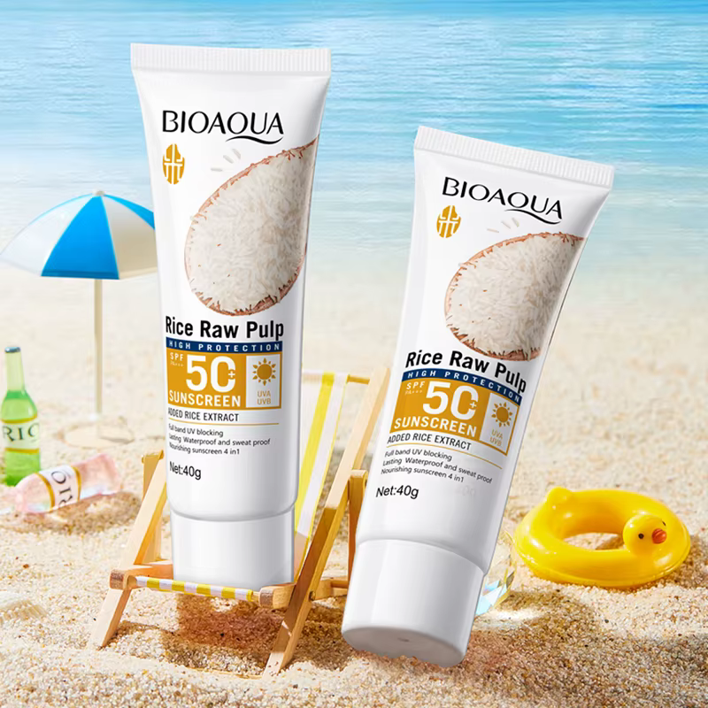 Purée de riz crème solaire SPF50 + PA + protection solaire/UV rafraîchir Non collant imperméable résistant à la sueur