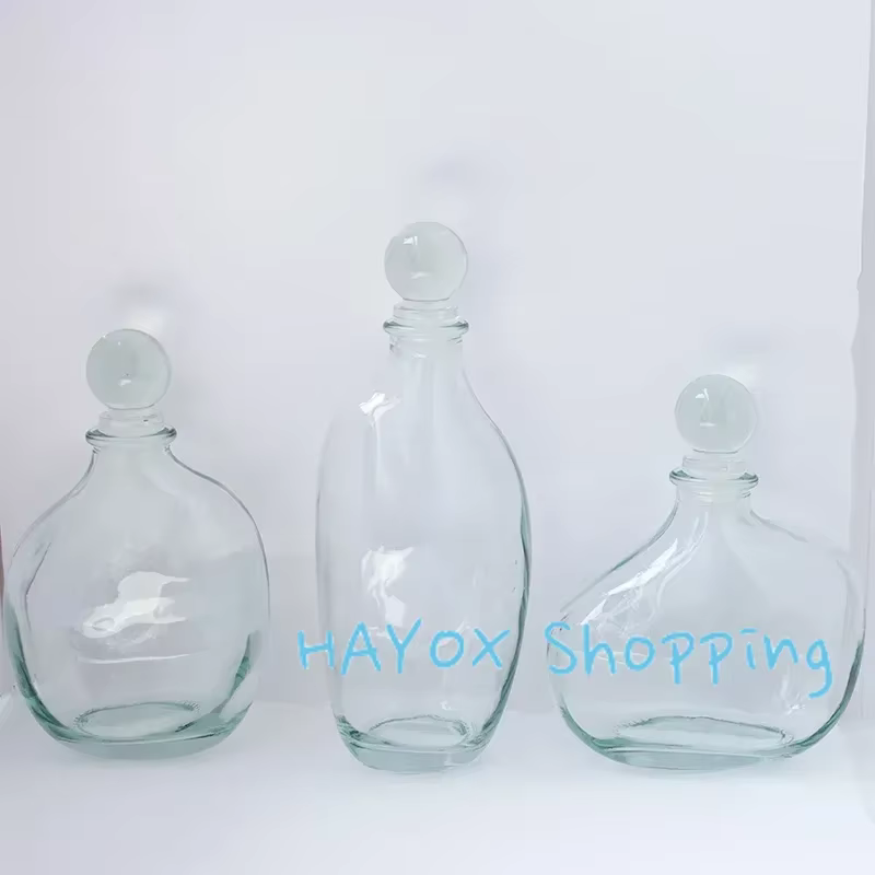 Bouteille en verre de forme irrégulière créative, bouteille à couvercle boule, brassage à froid à la maison, bouteille de thé, café, bouteille en verre décorative transparente