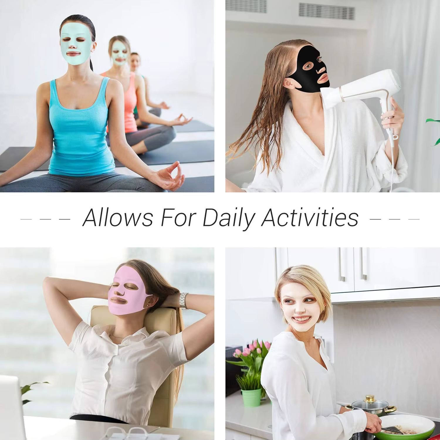 Maitys 5 pièces masque facial en silicone réutilisable pour masques en feuille