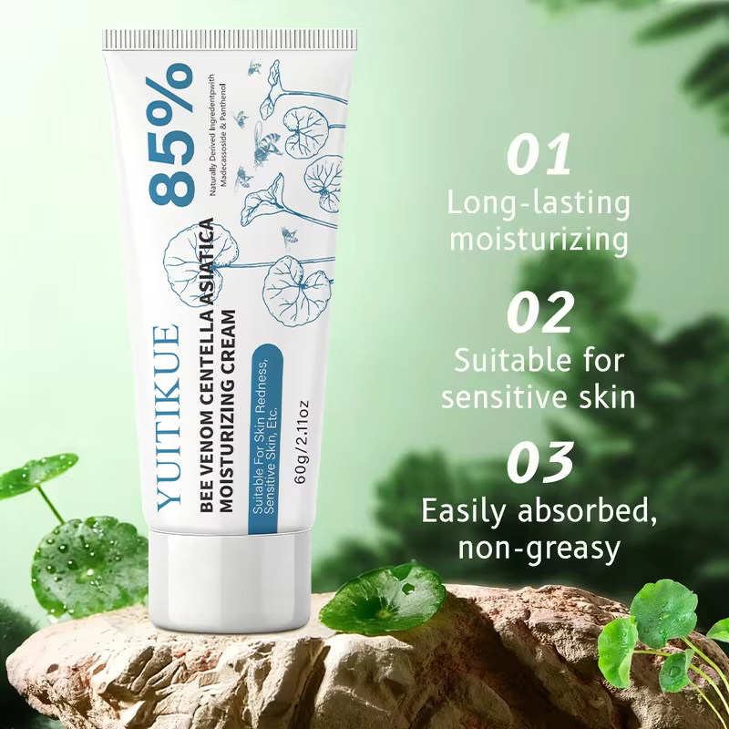 Crème YUITIKUE 85% Centella Asiatica + venin d'abeille | Hydratant Intensif pour Peaux Sensibles et sujetes aux