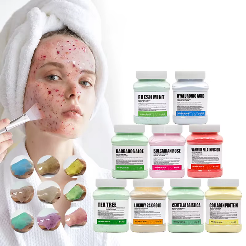 Masque Visage en Poudre de Gelée ADN de Saumon PDRN Acide Hyaluronique Vitamine C Collagène DIY Masques Végétaux Hydratation Profonde Nourrissant ﻿ 350g