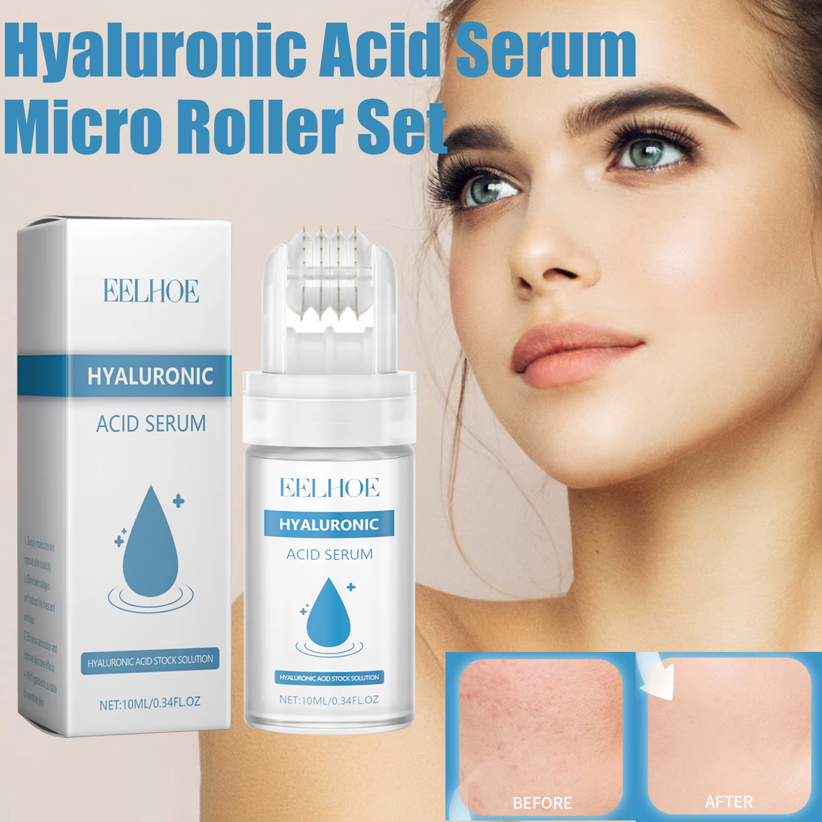 Sérum à l'acide hyaluronique avec micro-rouleau à micro-aiguilles de 0