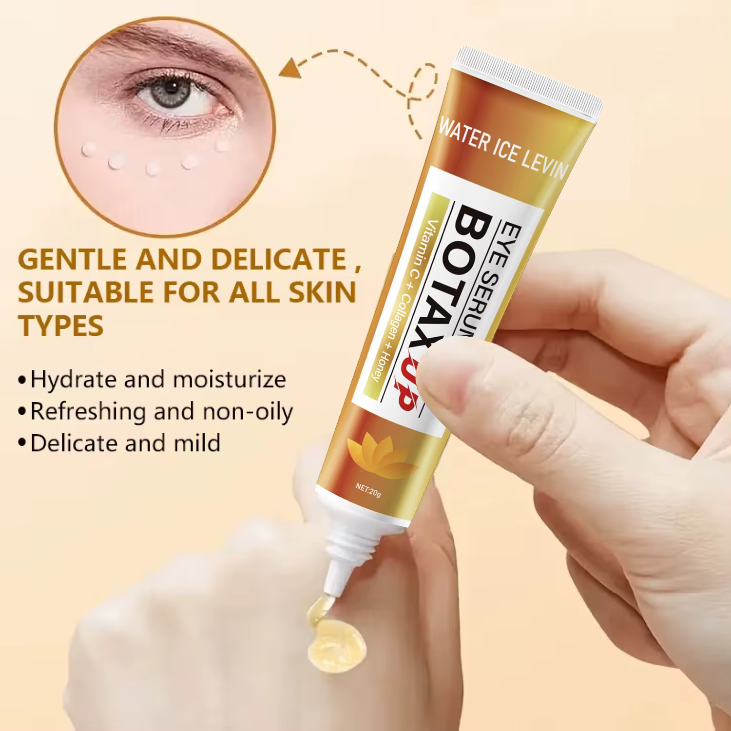Crème pour les yeux au venin d'abeille et à la caféine pour les cernes et les poches