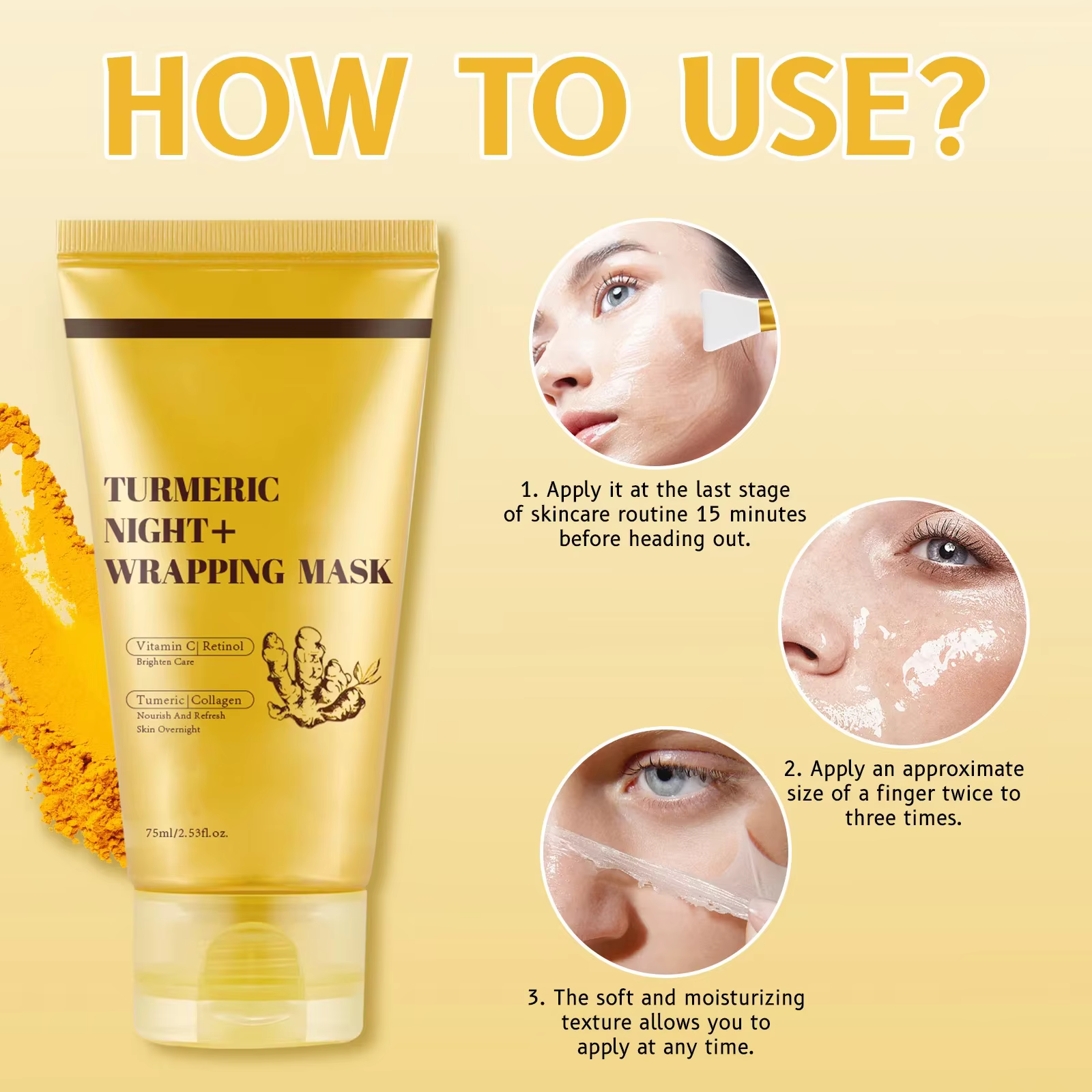 Masque Peel Off pour envelopper la nuit au curcuma
