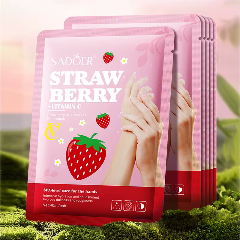 5 paires SADOER fraise masque pour les mains blanchissant hydratant anti-âge Anti rides exfoliant gants