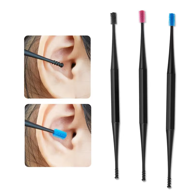 Nettoyeur d'oreille à Double extrémité en Silicone souple, facile à enlever le cérumen, nettoyeur en spirale souple, prévention du choix des oreilles, outils de nettoyage, Kit de soins des oreilles