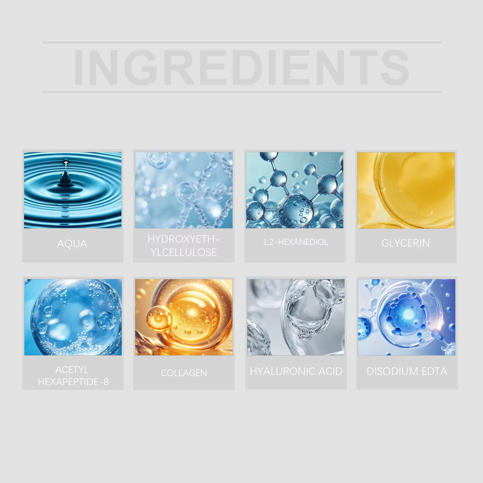 Ensemble d'essences anti-âge au collagène hydratantes