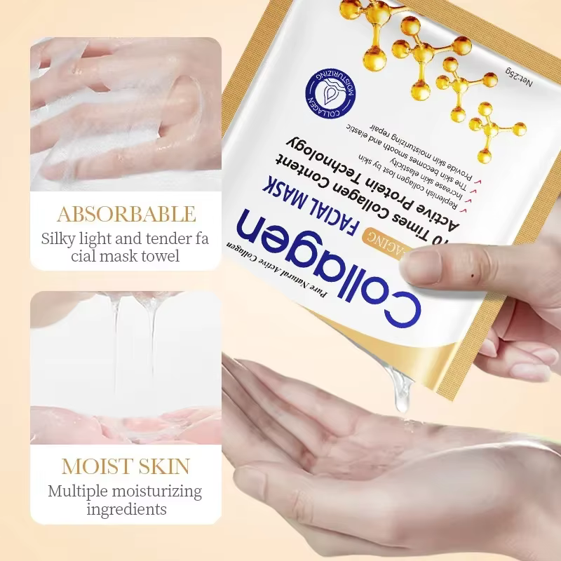 Masque facial anti-rides au collagène