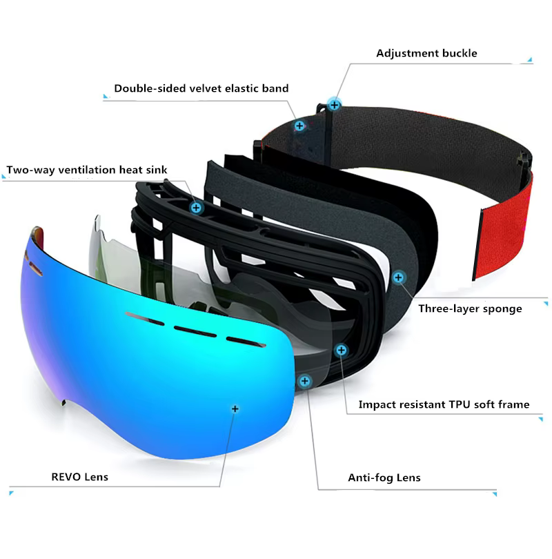Lunettes de ski anti-buée double couche pour hommes et femmes, grand masque de ski, lunettes de protection UV400, lunettes de neige d'hiver, nouveau, 506