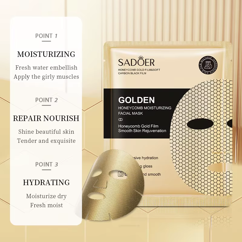 10 pièces/ensemble SADOER 24K or hydratant masque Facial soin raffermissant nourrissant lisse rajeunissement visage