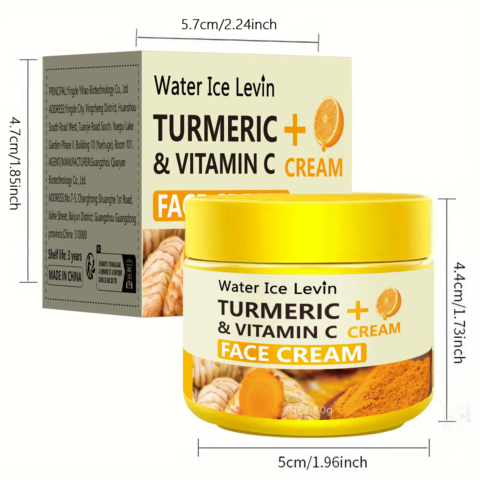 Crème pour le visage au curcuma et à la vitamine C - Hydrate en profondeur