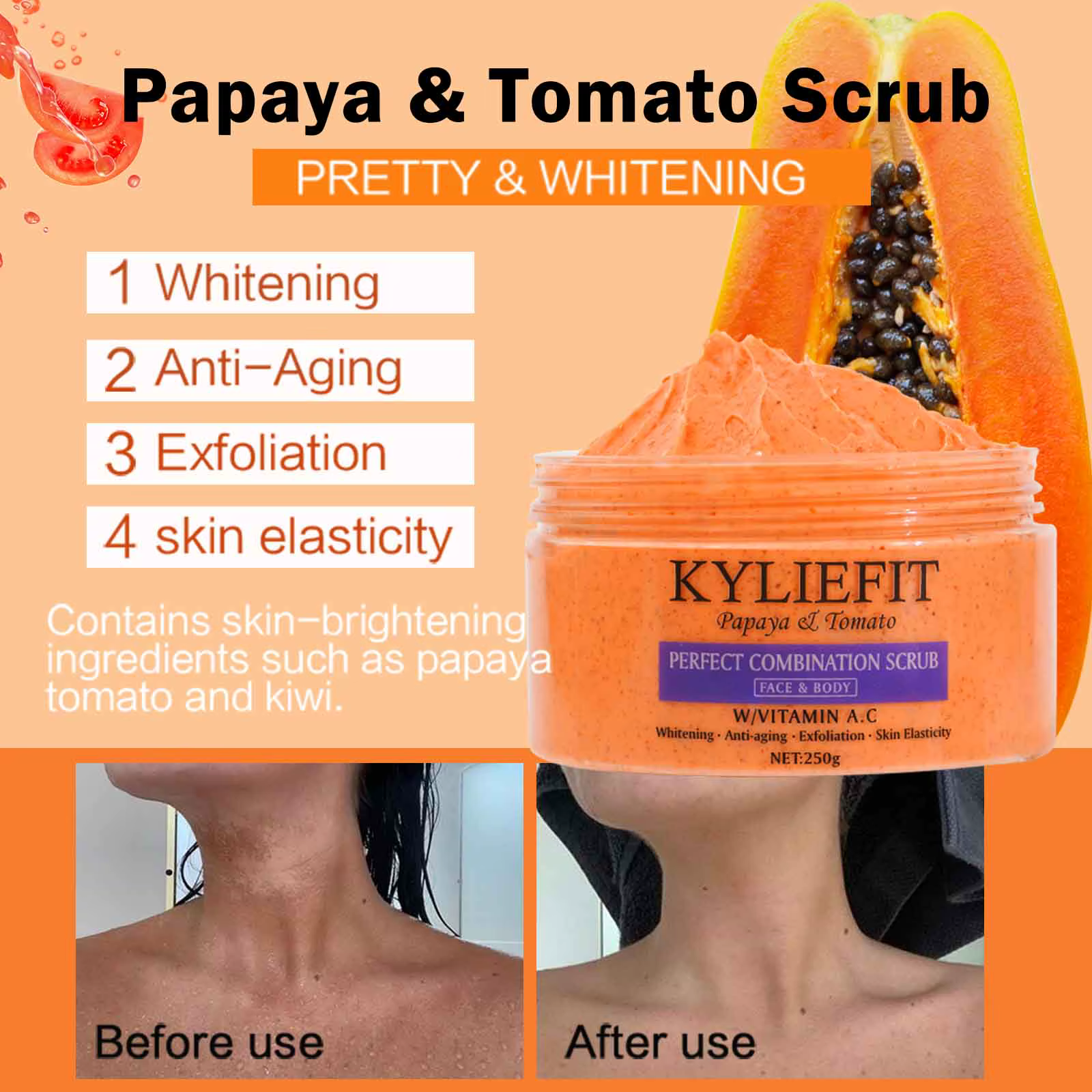 KYLIEFIT Exfoliant naturel au sel pour le corps et le visage