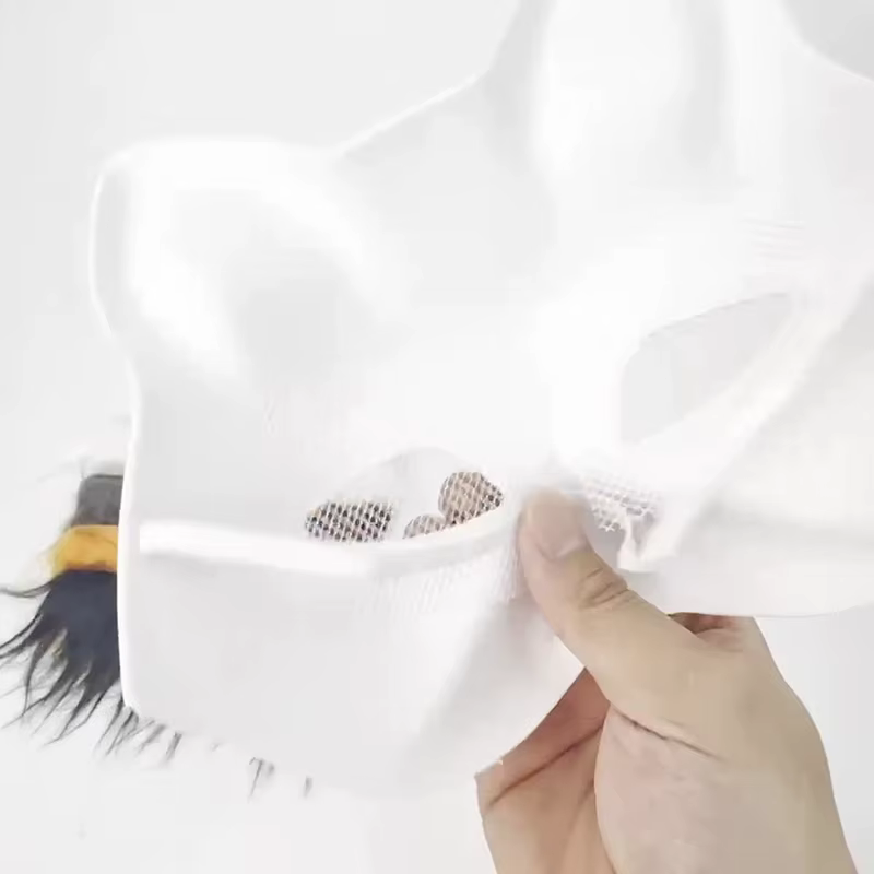 Nouveau kit de masque demi-visage DIY fait main pour graffiti, masque therian vierge, masque animal (chat, renard) à dessiner à la main, cadeaux de fête (3 pièces)