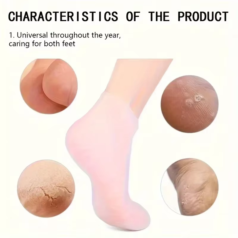 Chaussettes hydratantes en silicone élastique pour les pieds secs et gercés