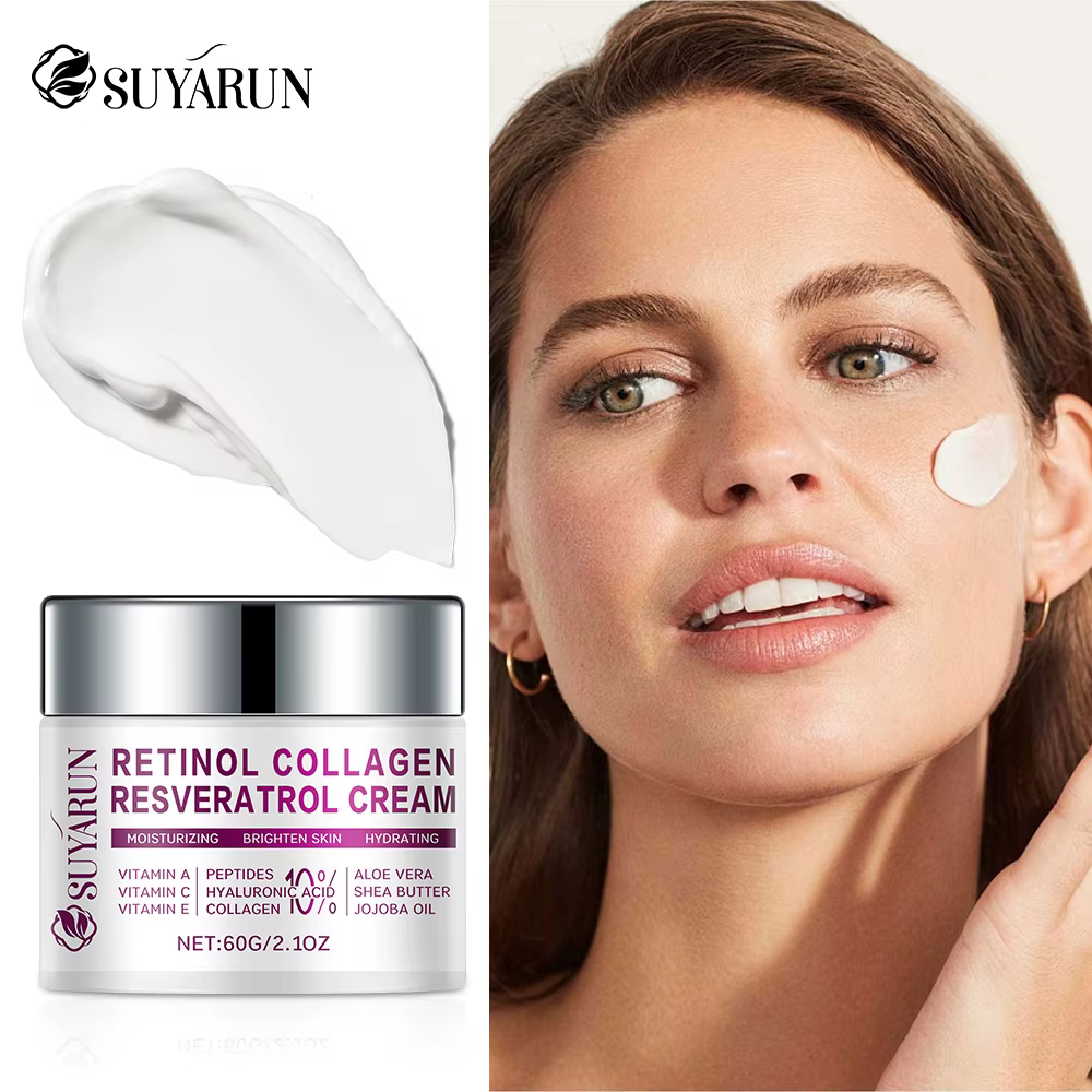 SUYARUN Crème visage anti-âge au rétinol Resveratrol - Hydratant de nuit pour les rides