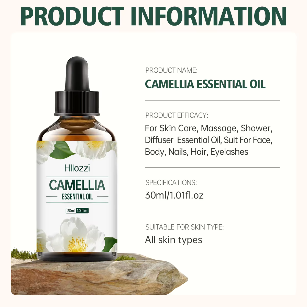 Huile essentielle de camélia – Hydratant naturel pur pour le visage et les cheveux