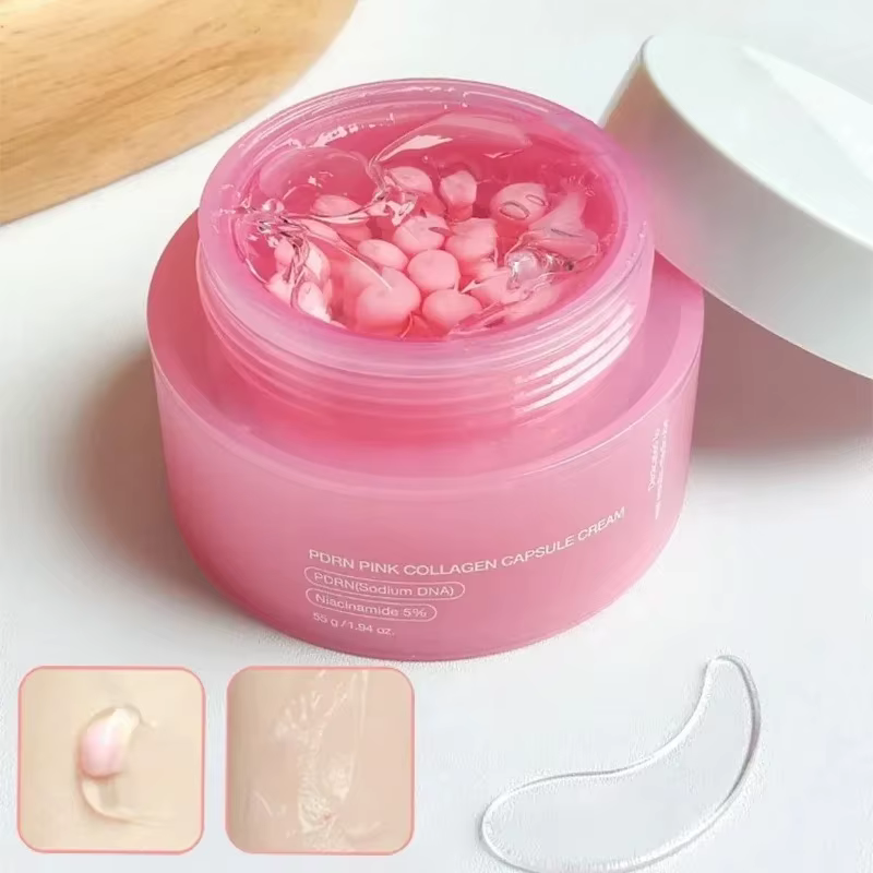Crème Coréenne au Collagène Rose PDRN en Capsules avec Niacinamide pour un Teint Uniforme