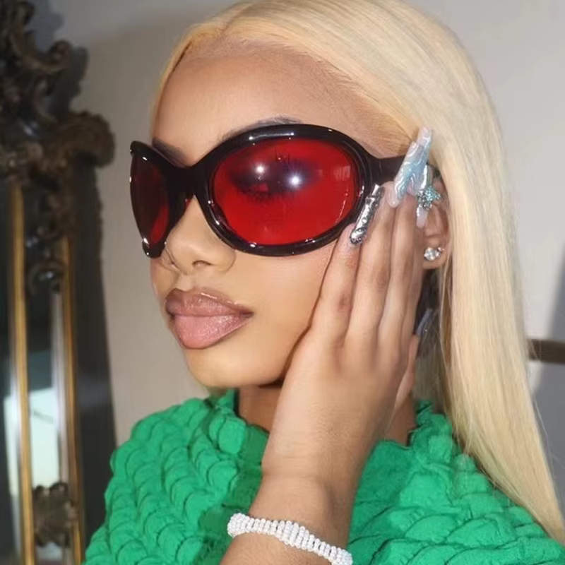 Lunettes de soleil œil de chat vintage Y2K pour femmes, nouvelle marque de mode, ovales jaunes dégradées, lunettes de soleil femme Hip Hop, nuances sexy Uv400
