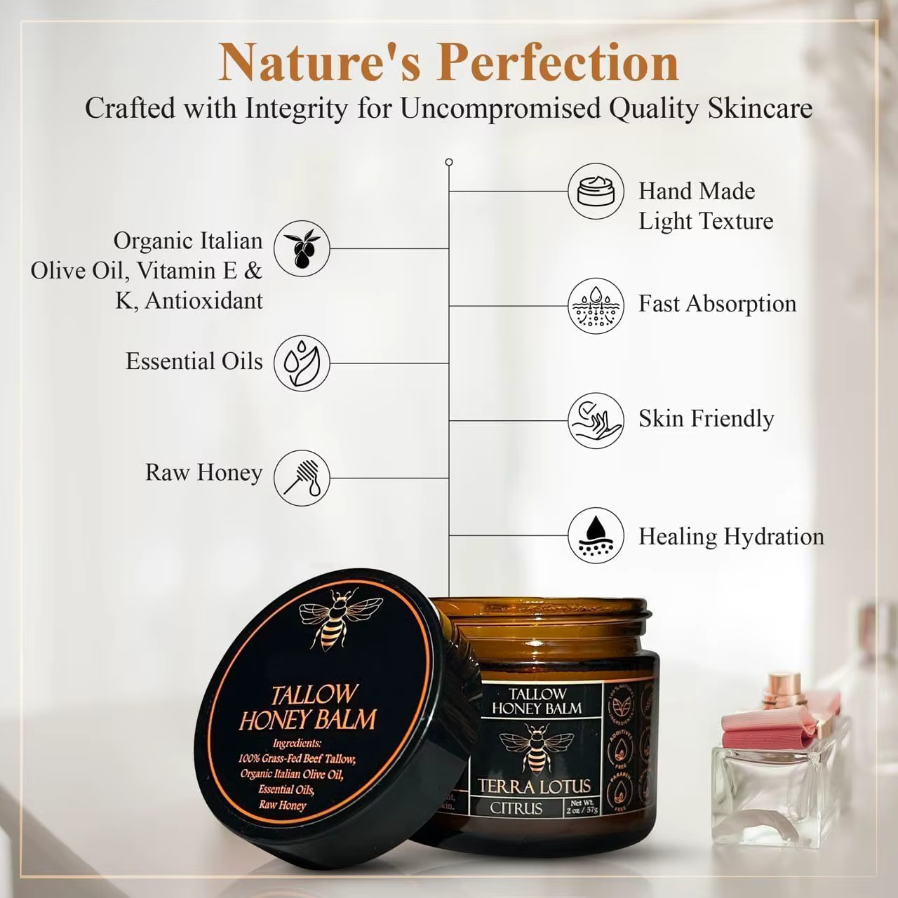 Tallow & Manuka Honey Cream 60g - Hydratation riche et nourrissante
