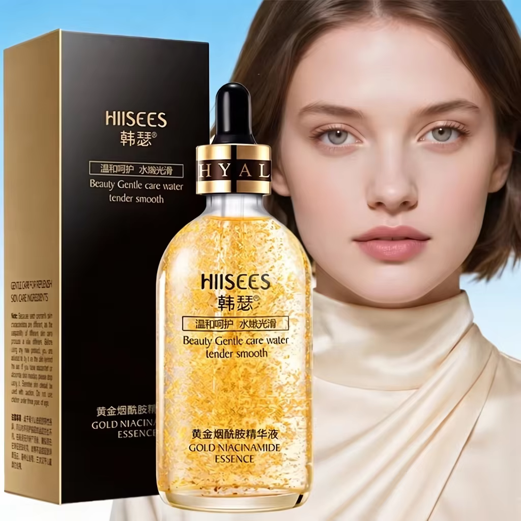 Sérum Visage 30ML à l'Or 24K et Niacinamide Hydratant Éclaircissant Soin Doux Anti-Teint Terne pour Tous Types de Peau