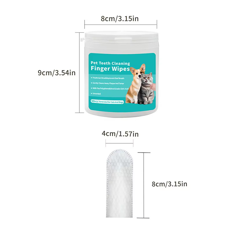 Lot de 50 lingettes pour animaux de compagnie, produit d'hygiène et de beauté pour les dents de chien, chat, chat, oreille et œil