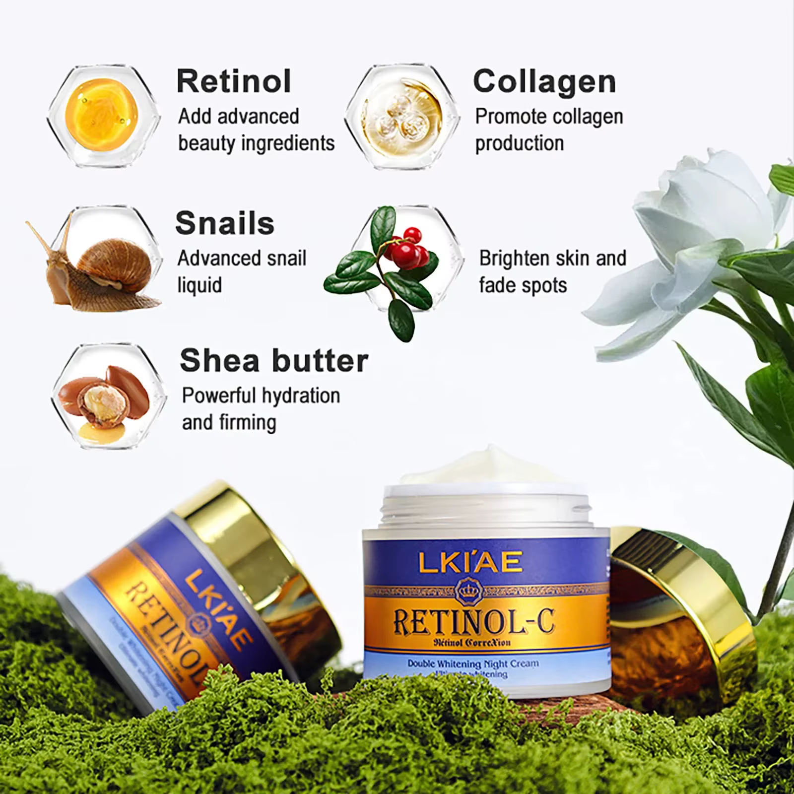 LKIAE crème visage jour et nuit d'escargot naturel et rétinol