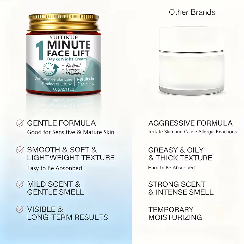 Crème de jour et de nuit liftante pour le visage de 1 minute