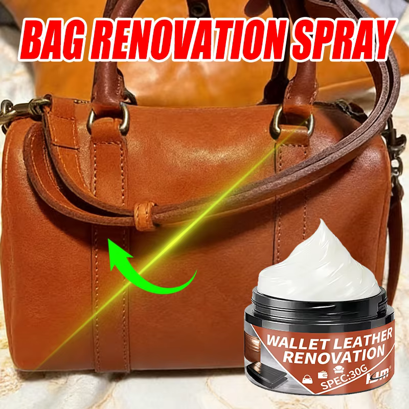 Crème Restauratrice pour Cuir KJM 30g - Portefeuille, Sac, Chaussures, Canapé, Réparation Facile, Brillance Longue Durée, Soin Universel du Cuir
