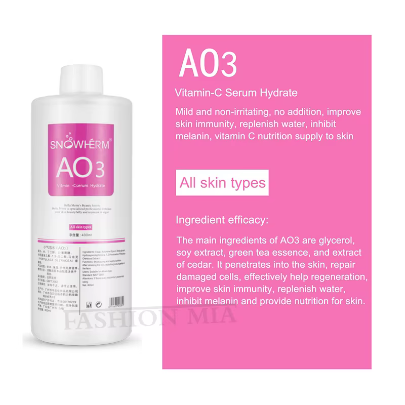 Sérum hydrofacial liquide pour le visage AS1 SA2 AO3