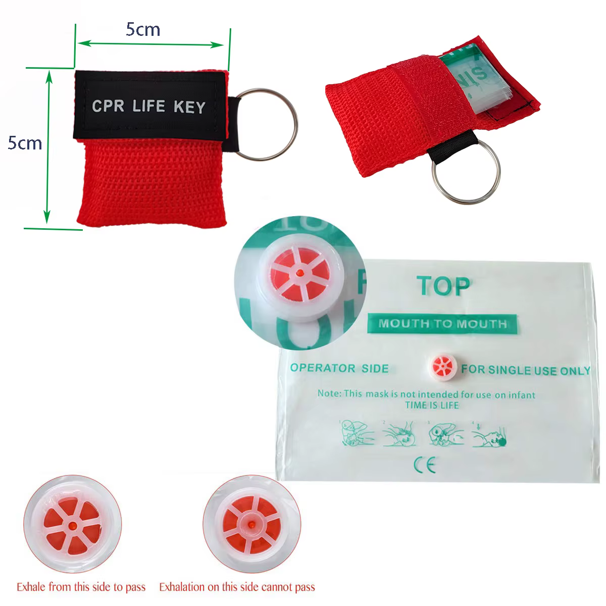 Récitateur manuel de rcp, 50 pièces/lot, bouclier facial de Protection avec porte-clés pour Kit de formation de premiers soins et de sauvetage d'urgence