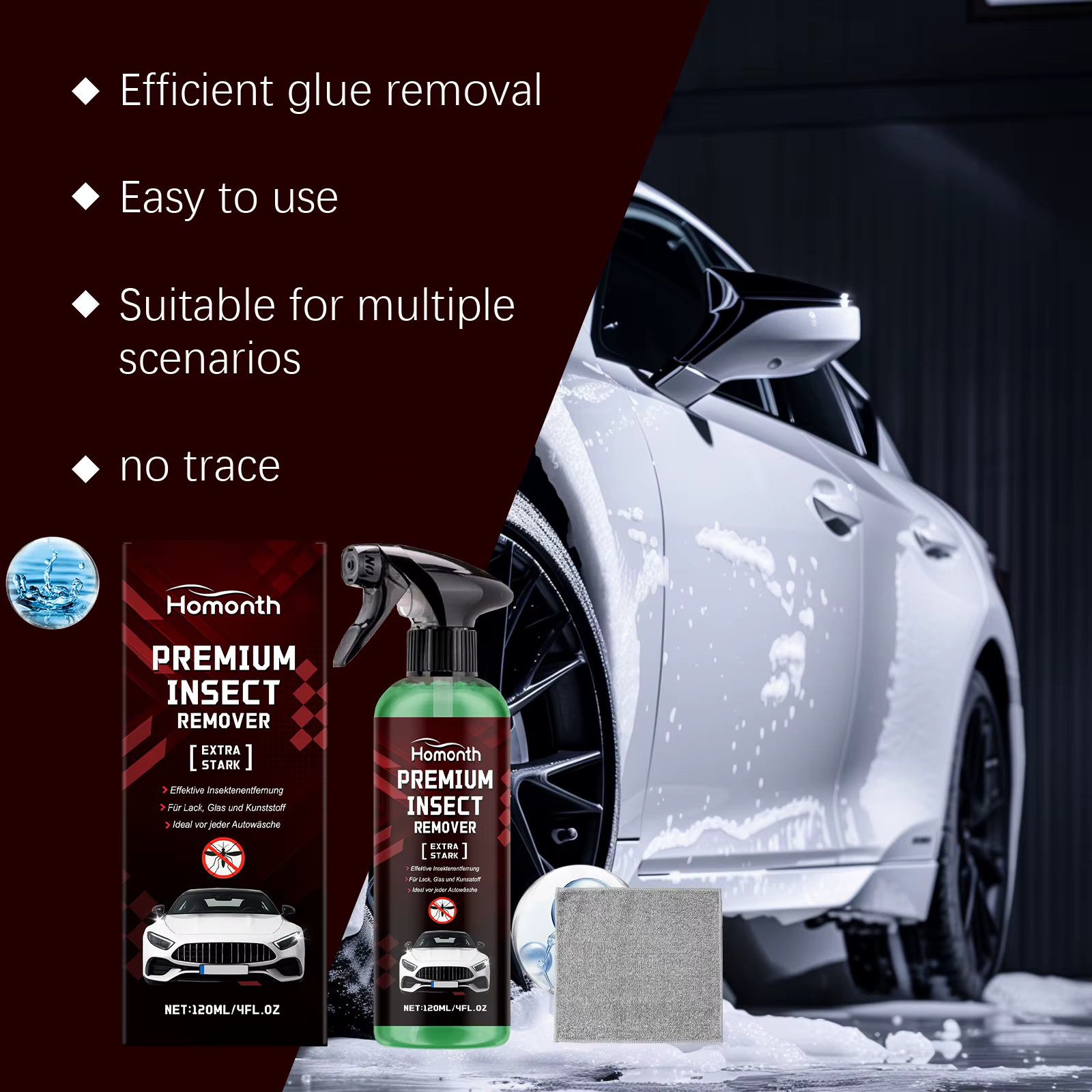 Shellac puissant, spray anti-taches d'insectes, nettoyant multifonctionnel, capable d'éliminer les taches d'insectes sur les surfaces en plastique et en verre