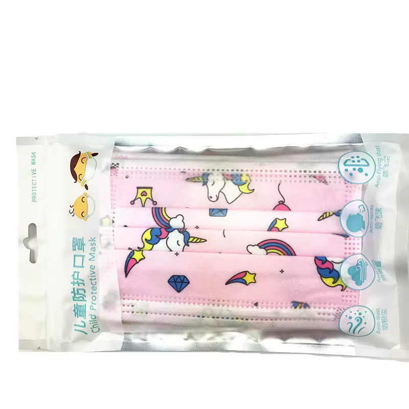 Masque facial jetable pour enfants, 50/100 pièces, imprimés de dessins animés mignons, 3 couches, protection anti-poussière, cadeau pour garçons et filles de 3 à 12 ans
