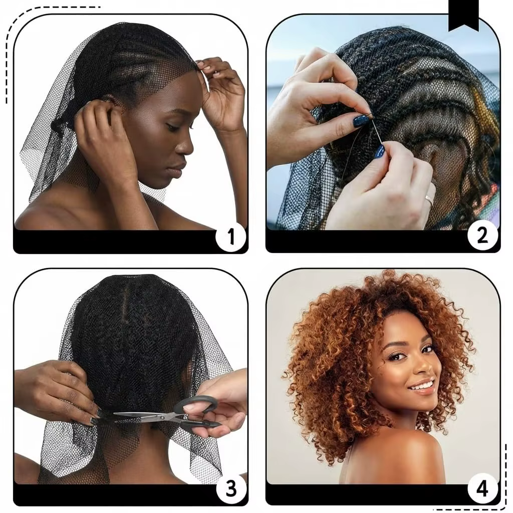 1/3 pièces/lot Filets à cheveux noirs pour femmes, en dentelle extensible, pour tissage de cheveux et extensions, disponibles en ligne