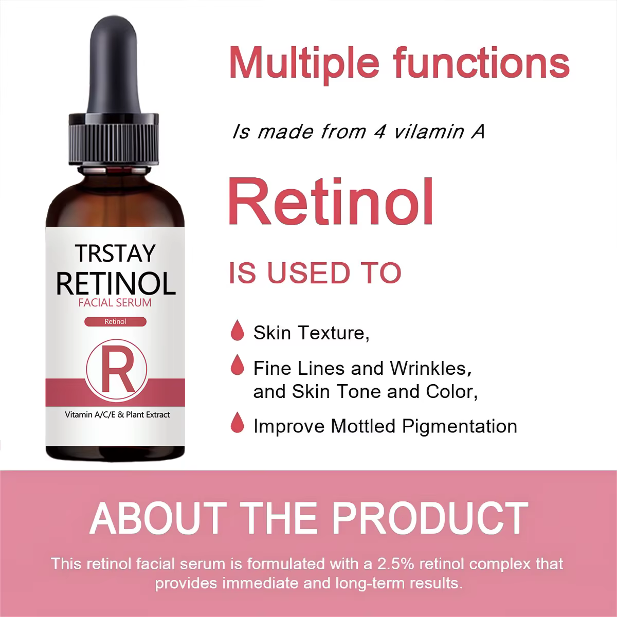 Sérum pour le visage au rétinol 2.5% avec acide hyaluronique