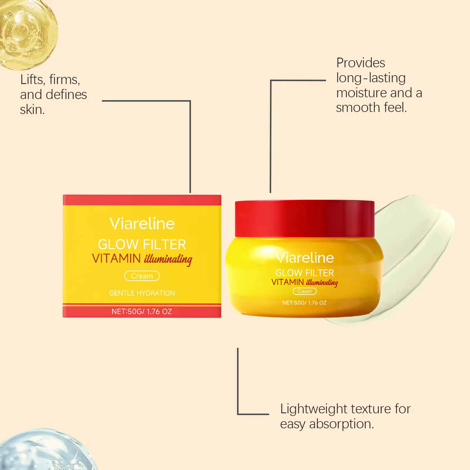 Crème Éclaircissante Vitamine Hydratante Raffermissante Éclatante Lissante Réparatrice Stabilisatrice