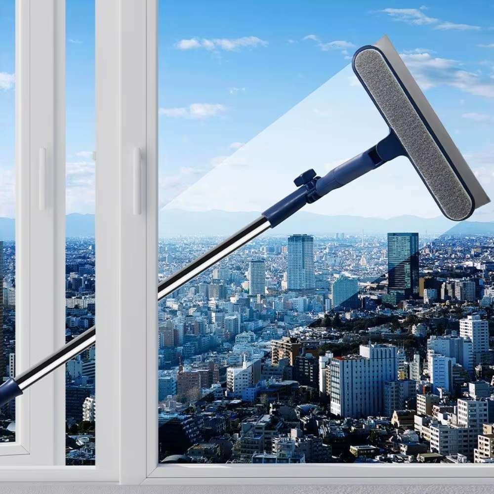 Nettoyeur de vitres réglable en plastique, conception ergonomique, pour fenêtres en hauteur, efficace comme un balai à vitres